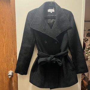 Calvin Klein black double breasted coat size medium career office